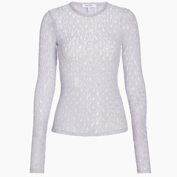 FRAME Light Purple Mesh Lace Long Sleeve Top - Picture 3 of 6